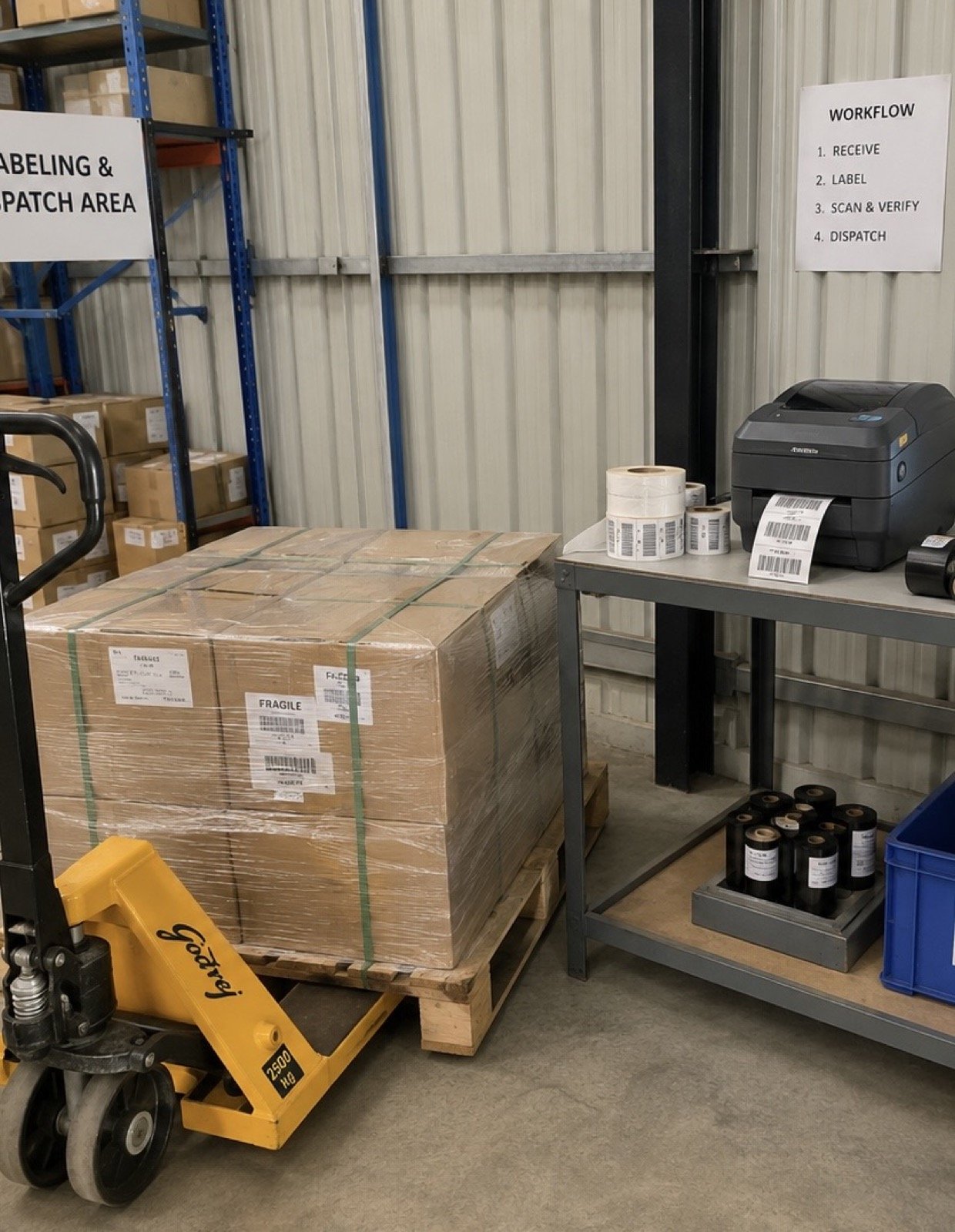 Pallet handling and dispatch area at the Salem facility